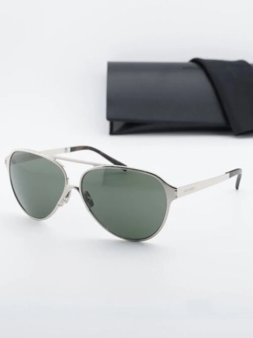 Saint Laurent SL734 002 Aviator Sunglasses - Silver/Grey